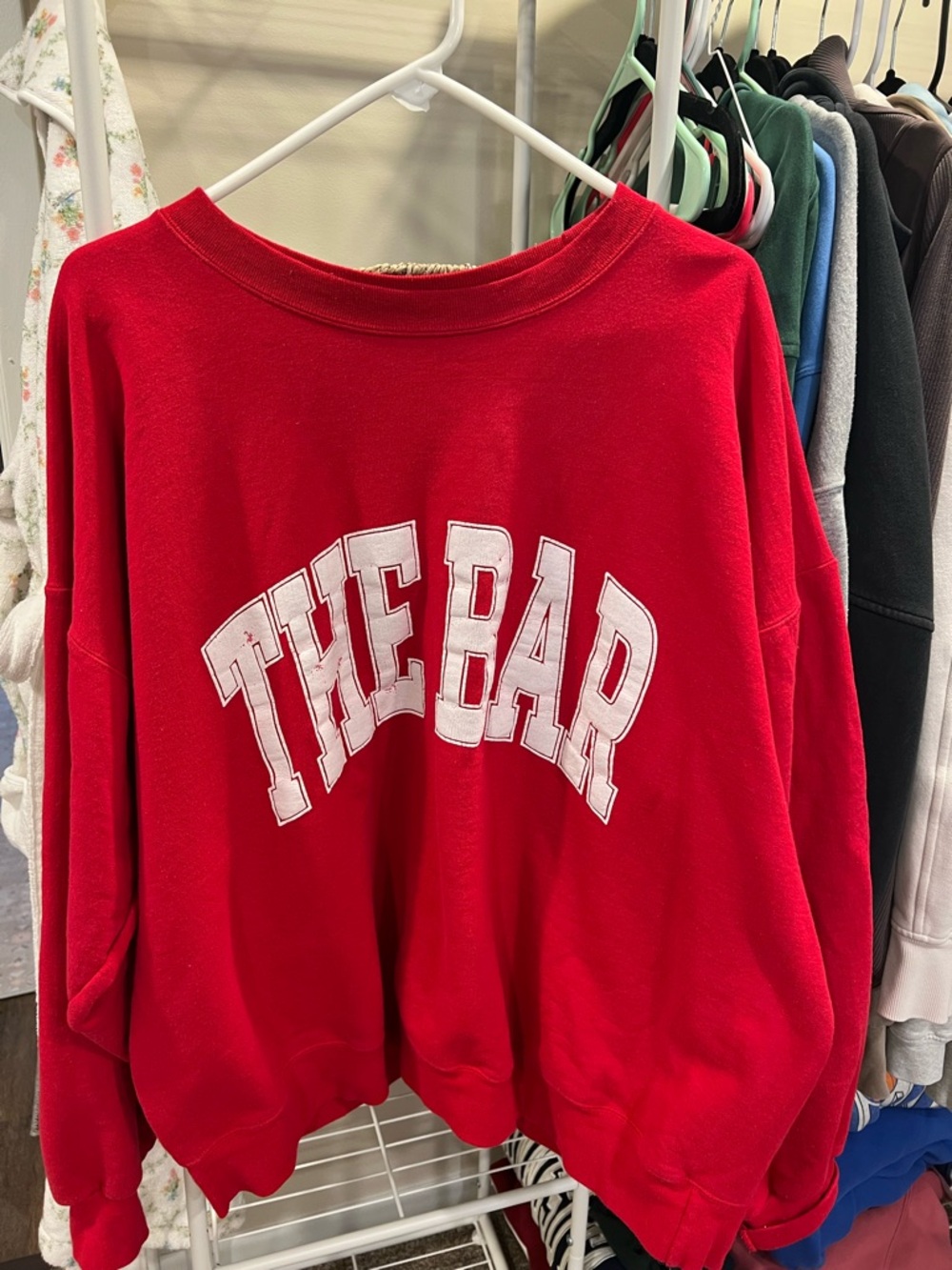 Red Graphic Sweatshirt "THE BAR" - Women's Cozy Pullover